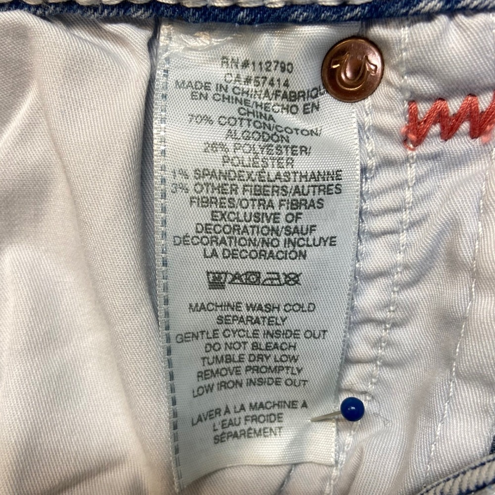 True Religion Riley Bermuda Shorts Mens 33 Light Blue Excellent Contrast Stitch - Picture 5 of 11